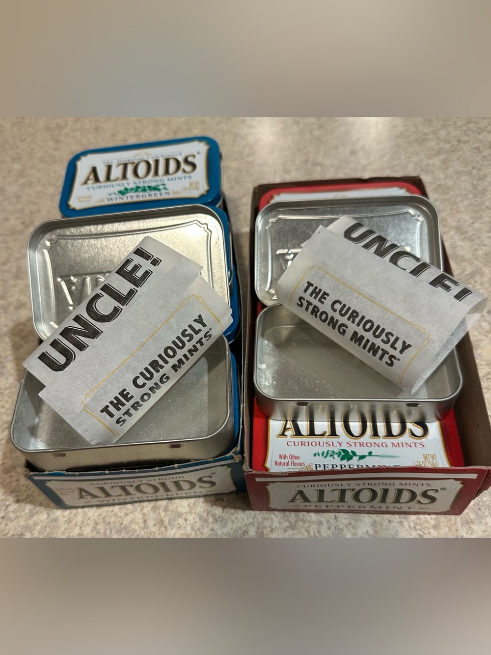 14 EMPTY Altoids Mint Tin Lot - Blue & Red